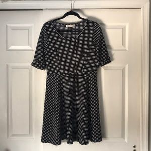 Black and White Polka Dot Quarter Sleeve Dress